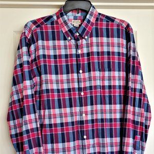 J Crew Red/Blue Plaid Button Down Collar 100% Cotton Long Sleeve Shirt (XL)